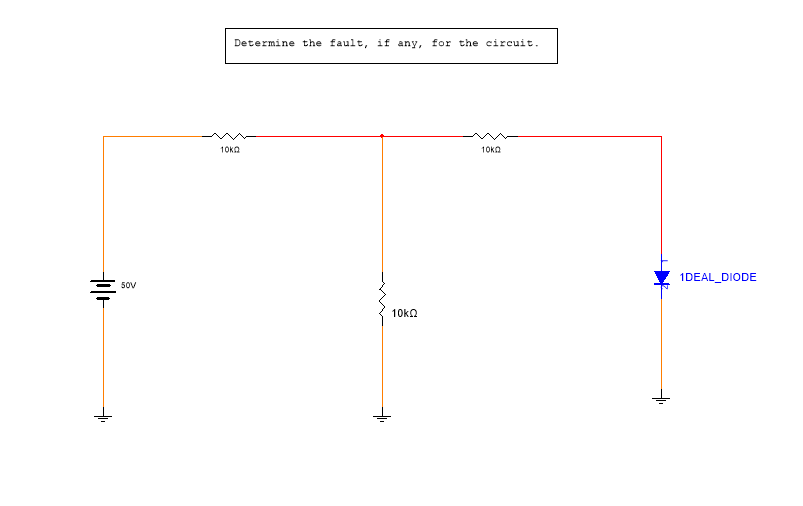 Solved 100 1DEAL_DIODE SV BV Determine the fault, if any, | Chegg.com