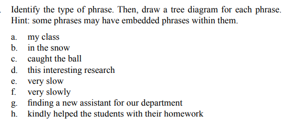 Identify The Type Of Phrase. Then, Draw A Tree 