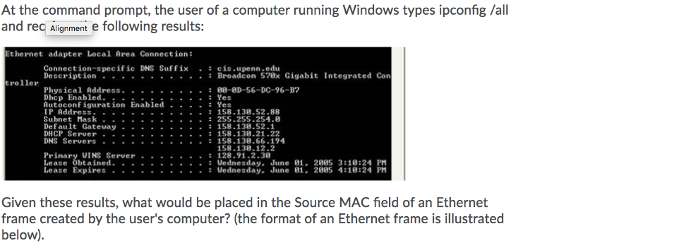 Solved At the command prompt, the user of a computer running | Chegg.com