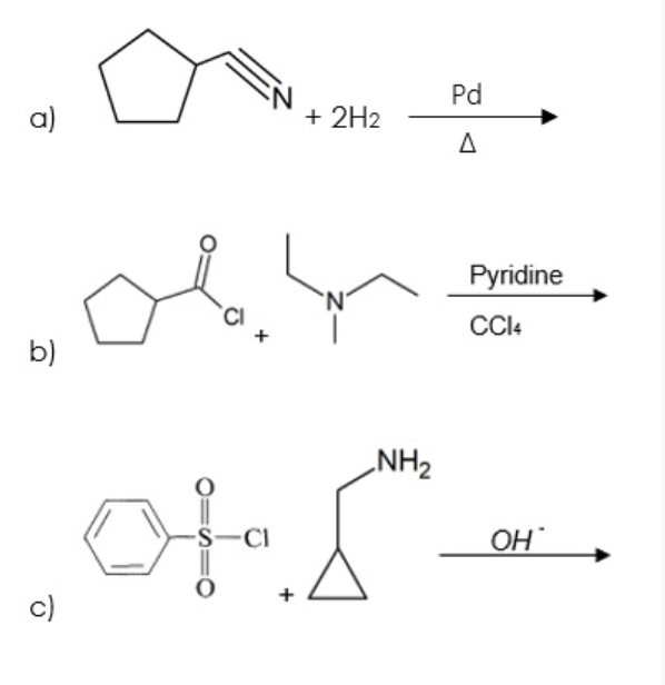 Solved Pd A) + 2h2 Δ Pyridine 'n + Ccl4 + B) Nh2 Of -s-c1 Oh 