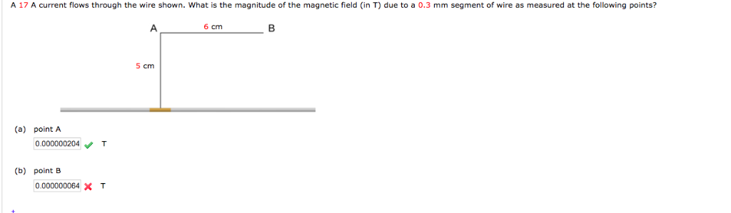 Solved A 17 A current flows through the wire shown. What is | Chegg.com