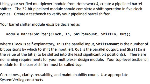 Solved Using your verified multiplexer module from Homework | Chegg.com