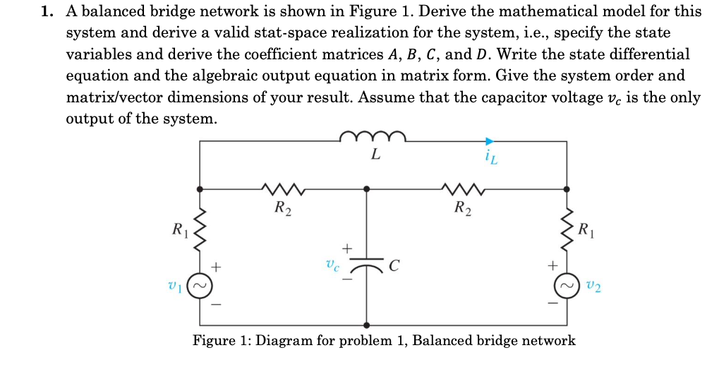 Solved 1. A balanced bridge network is shown in Figure 1. | Chegg.com