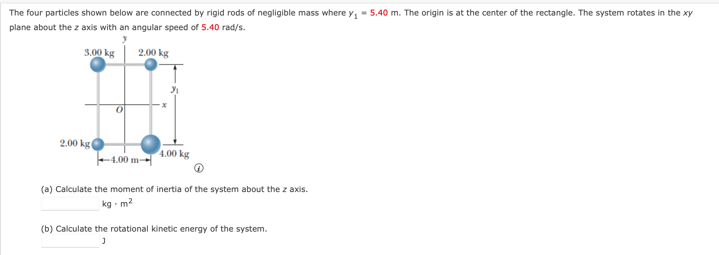 Solved The four particles shown below are connected by rigid | Chegg.com