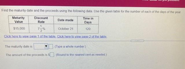 Solved Find the maturity date and the proceeds using the | Chegg.com