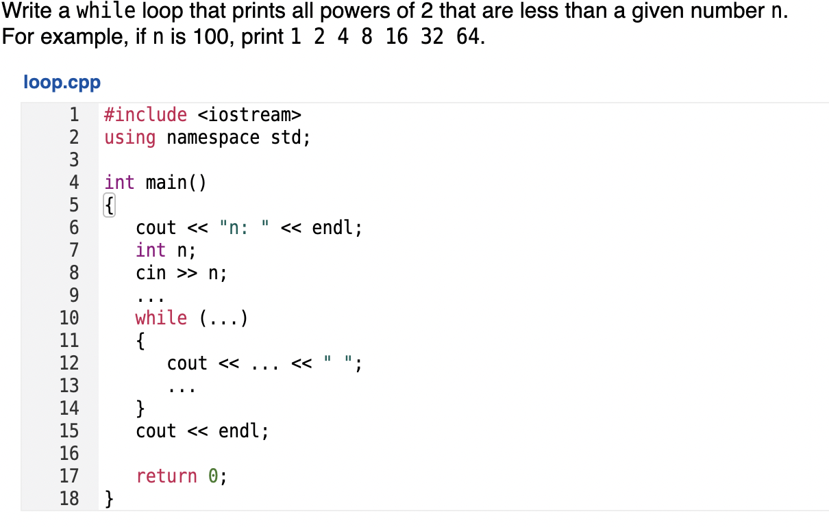 Solved C++. How do you solve this code? You fill in the | Chegg.com
