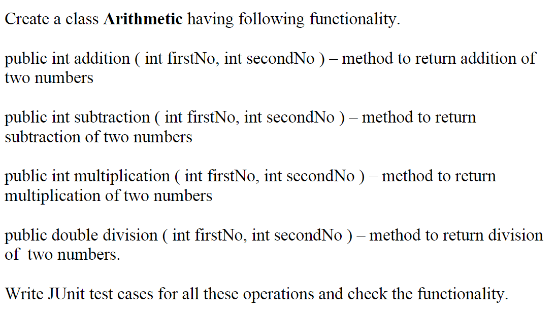 Solved Create a class Arithmetic having following | Chegg.com