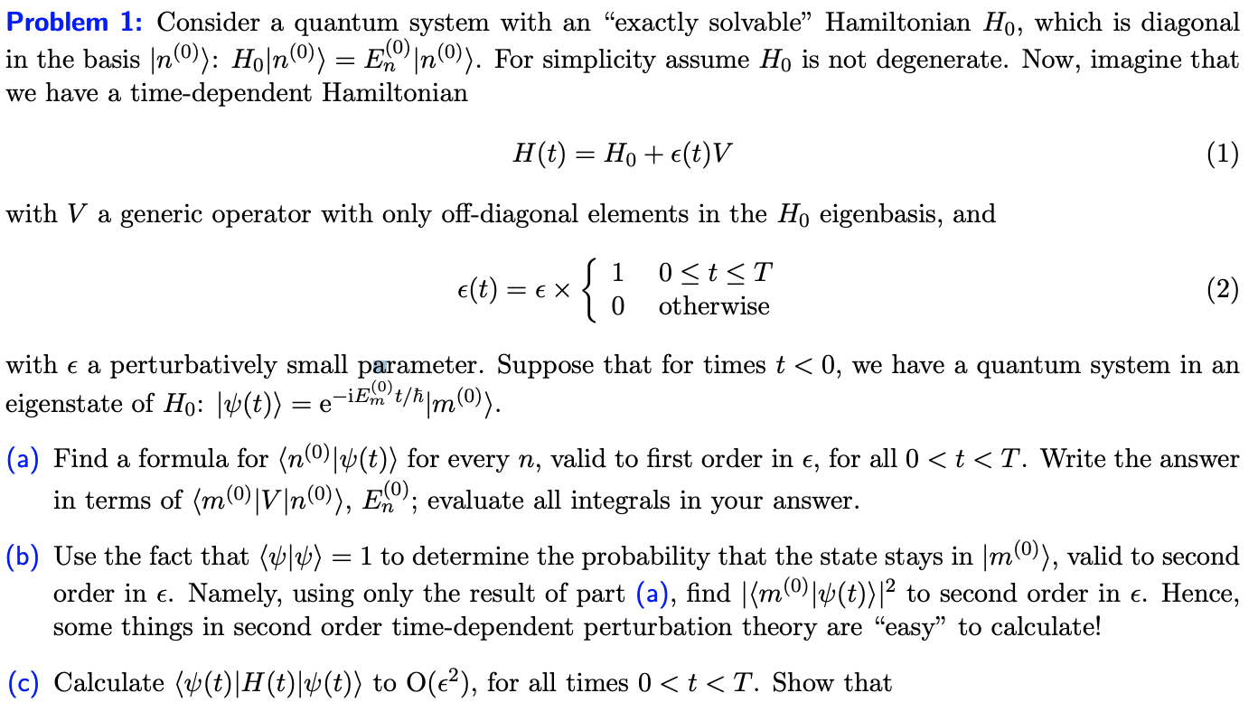 Problem 1: Consider A Quantum System With An “exactly | Chegg.com