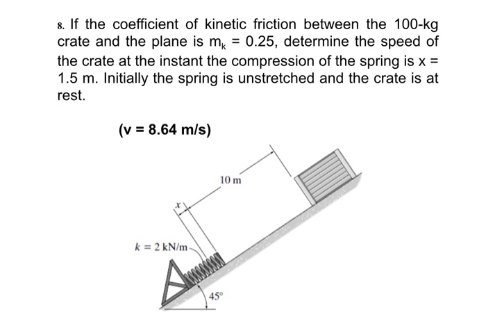 Solved S If The Coefficient Of Kinetic Friction Between The