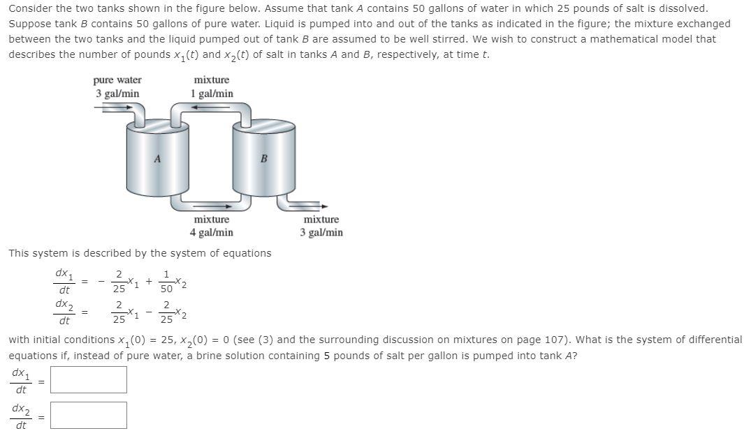 Solved Consider The Two Tanks Shown In The Figure Below Chegg Com