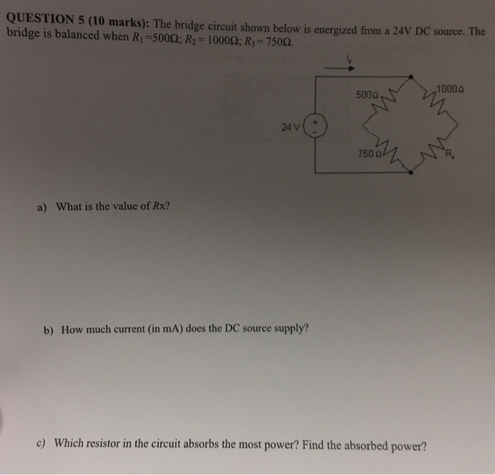 Solved The Bridge Circuit Shown Below Is Energized From A | Chegg.com