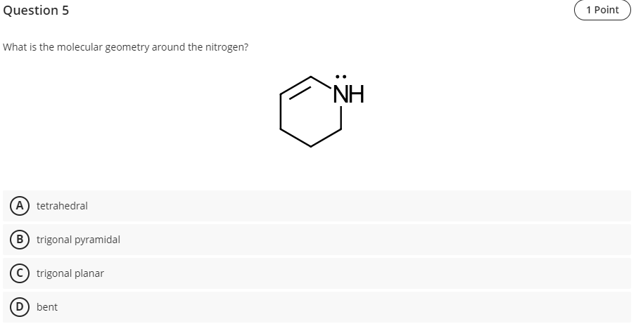 Solved Question 5What is the molecular geometry around the | Chegg.com