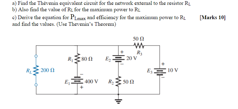 Solved a) Find the Thévenin equivalent circuit for the | Chegg.com