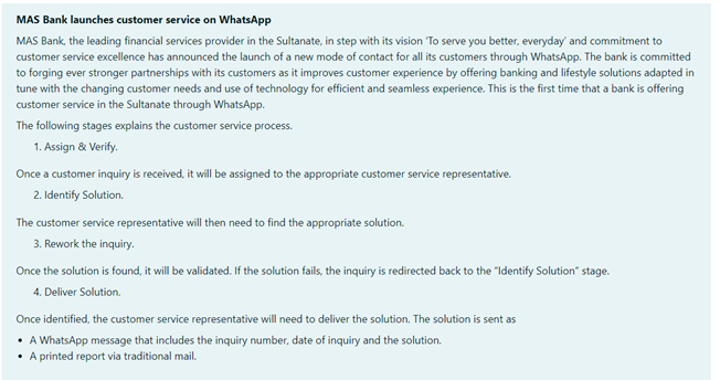 Mas Bank Launches Customer Service On Whatsapp Mas Chegg Com