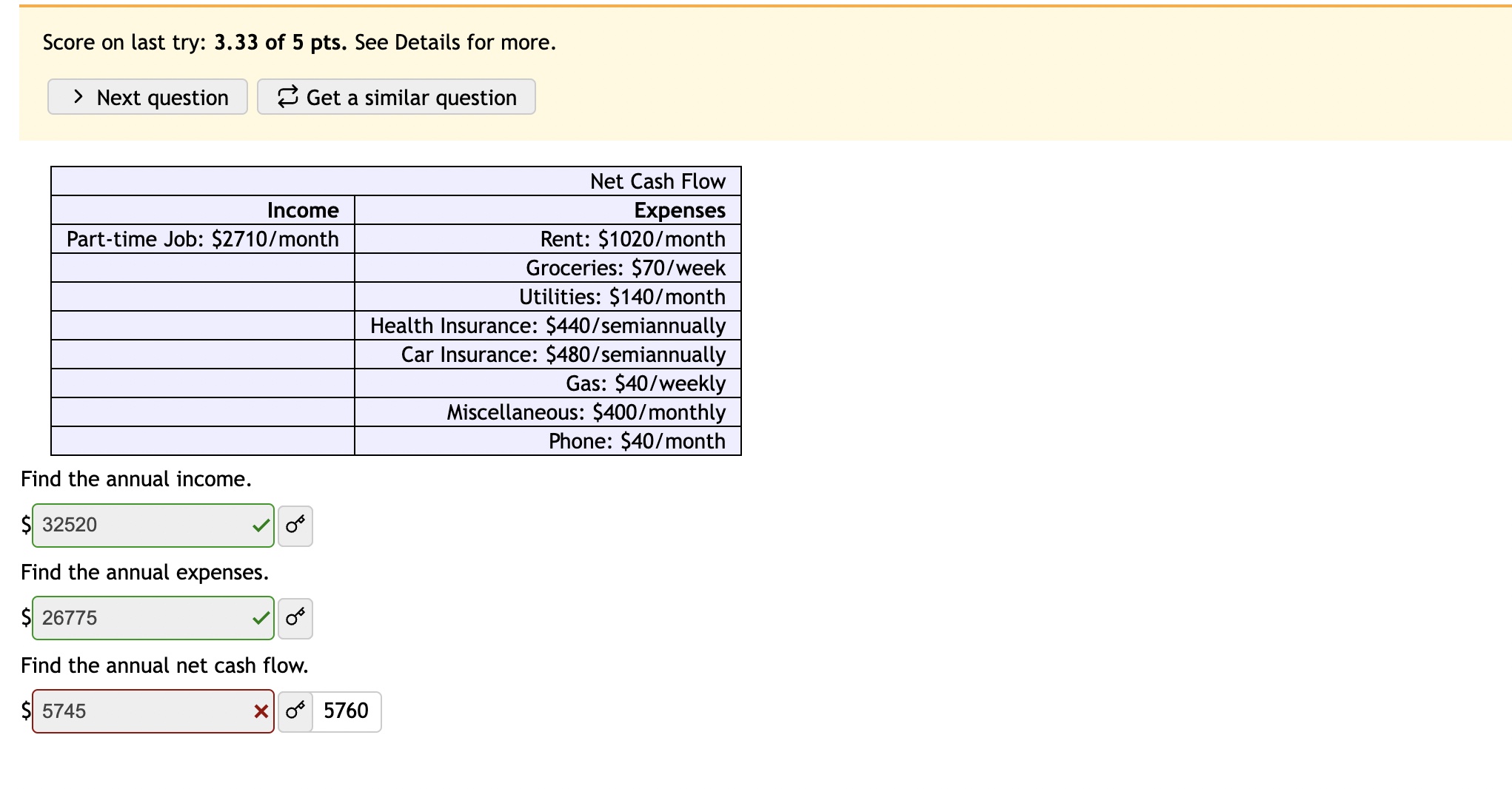 Solved Score on last try: 3.33 of 5 pts. See Details for | Chegg.com