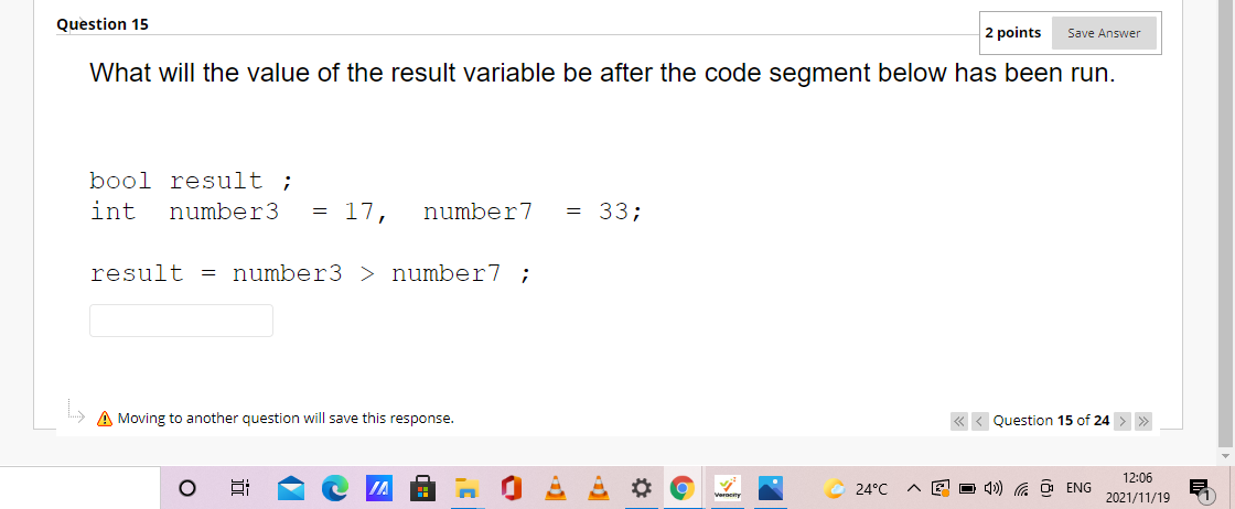 Solved Question 15 2 points Save Answer What will the value | Chegg.com