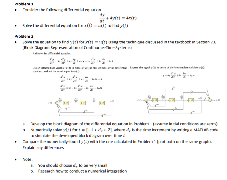 Solved dy Problem 1 • Consider the following differential | Chegg.com