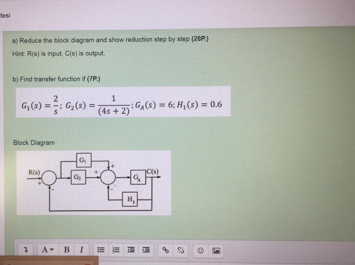 Solved tesi a) Reduce the block diagram and show reduction | Chegg.com