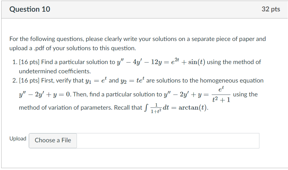 Solved Question 10 32 pts For the following questions, | Chegg.com