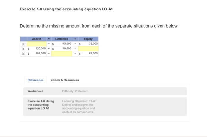 Solved Using The Accounting Equation Lo A1 Determine The 5654