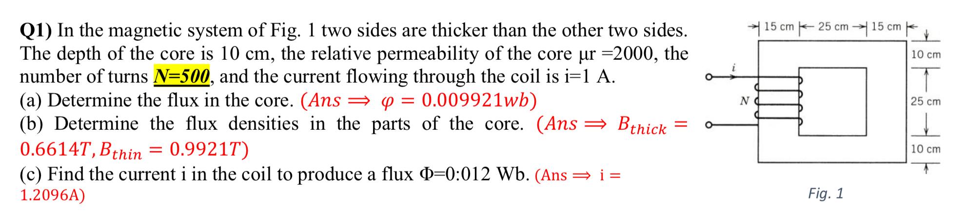 Solved Q1) In the magnetic system of Fig. 1 two sides are | Chegg.com