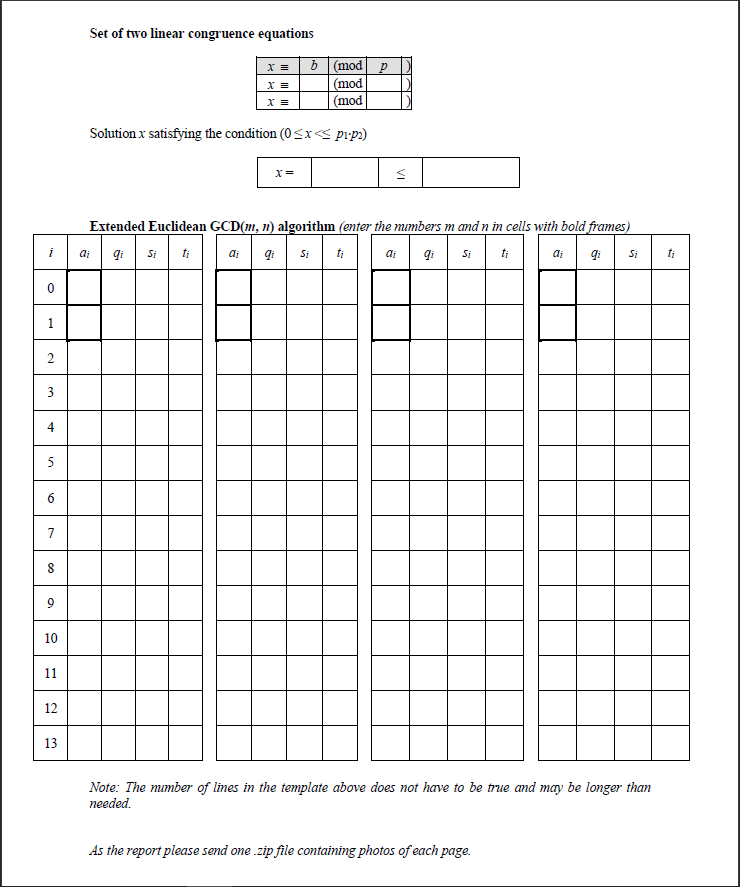 Extended Euclidean Algorithm, modular arithmetics, | Chegg.com