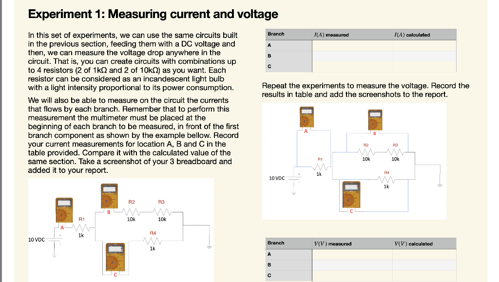 Solved Experiment 1: Measuring Current And Voltage Branch | Chegg.com