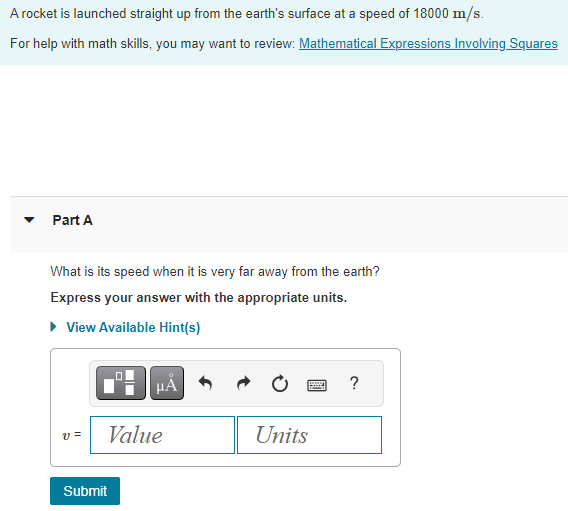 Solved A rocket is launched straight up from the earth's | Chegg.com