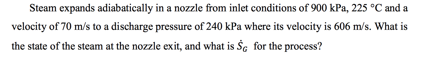 Solved Steam expands adiabatically in a nozzle from inlet | Chegg.com