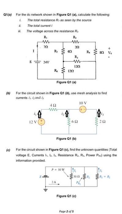 Solved Q1(a) For the de network shown in Figure Q1 (a), | Chegg.com