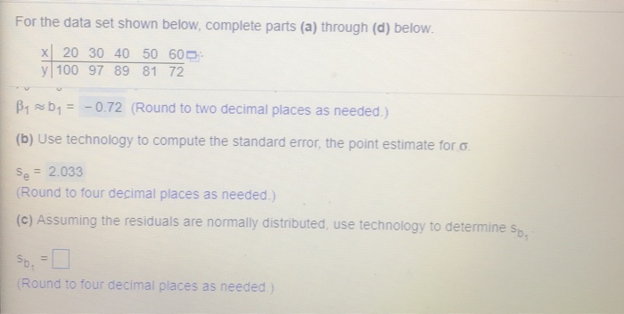 Solved For The Data Set Shown Below, Complete Parts (a) | Chegg.com