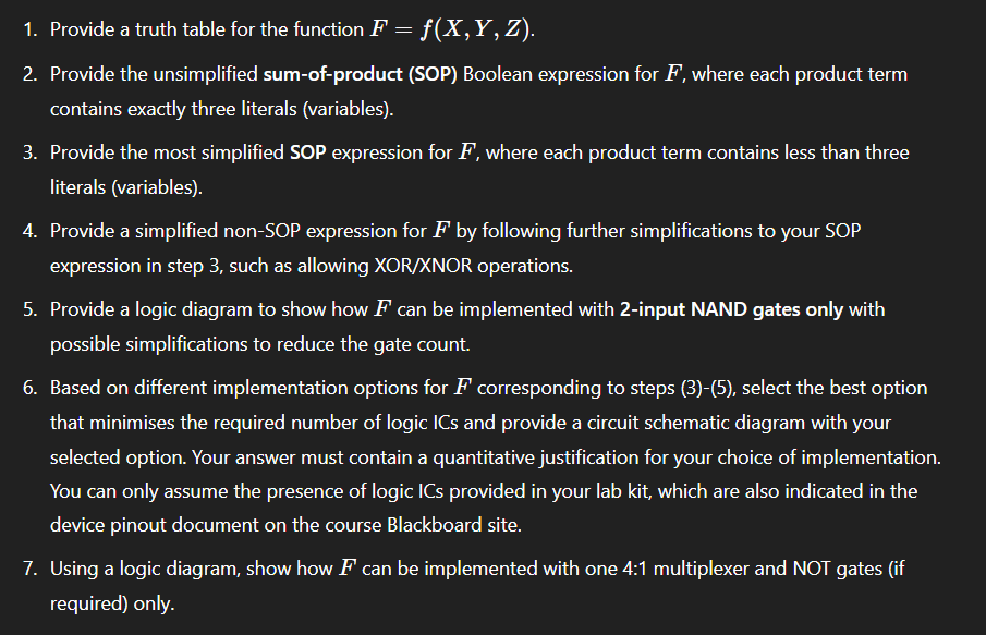 Solved F = 1 ﻿if the unsigned number given by XY Z in | Chegg.com