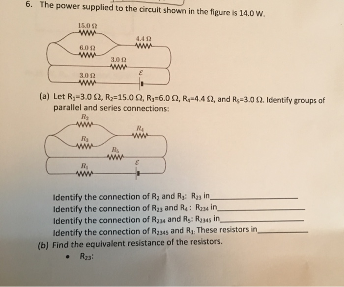 Solved 6. The power supplied to the circuit shown in the | Chegg.com