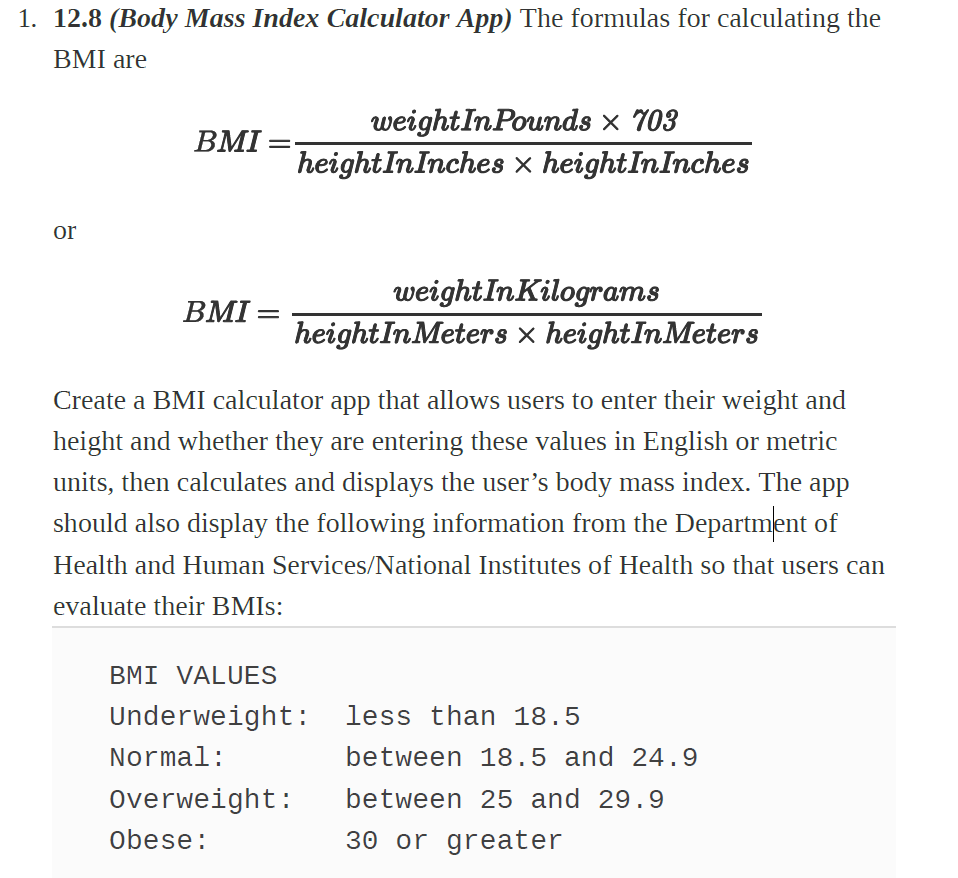 body mass index calculator java