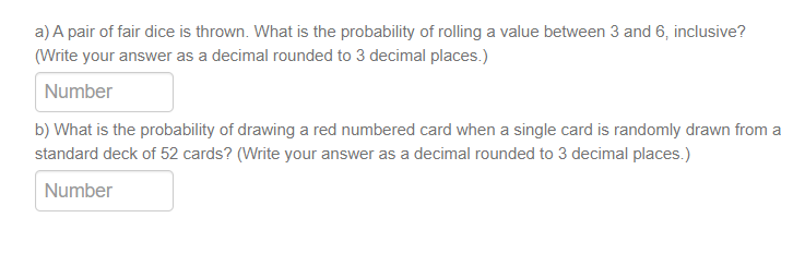 Solved A) A Pair Of Fair Dice Is Thrown. What Is The | Chegg.com