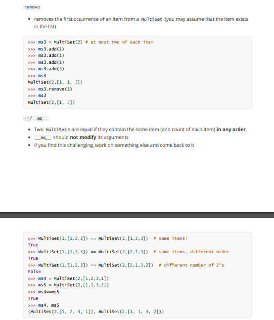 Solved Multiset - inheritance Implement a class Multiset | Chegg.com