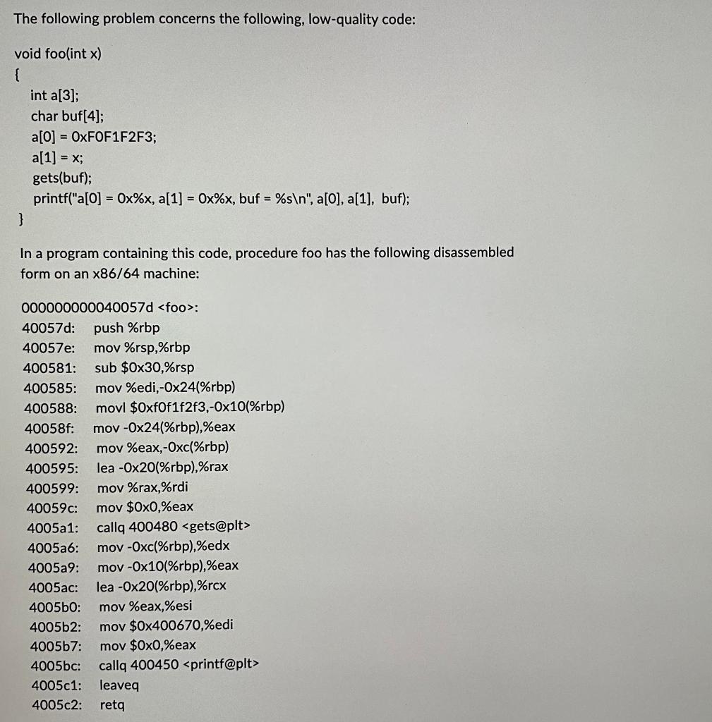 Solved The following problem concerns the following, | Chegg.com
