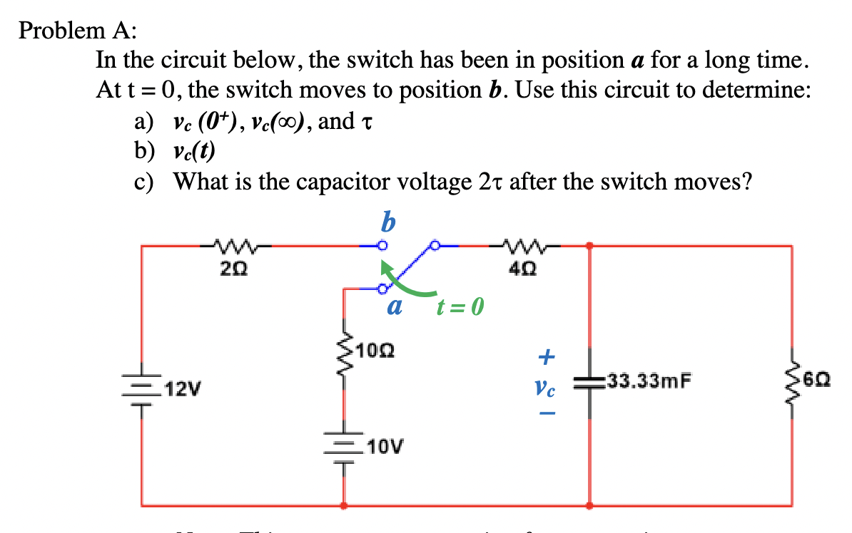 Solved roblem A: In the circuit below, the switch has been | Chegg.com