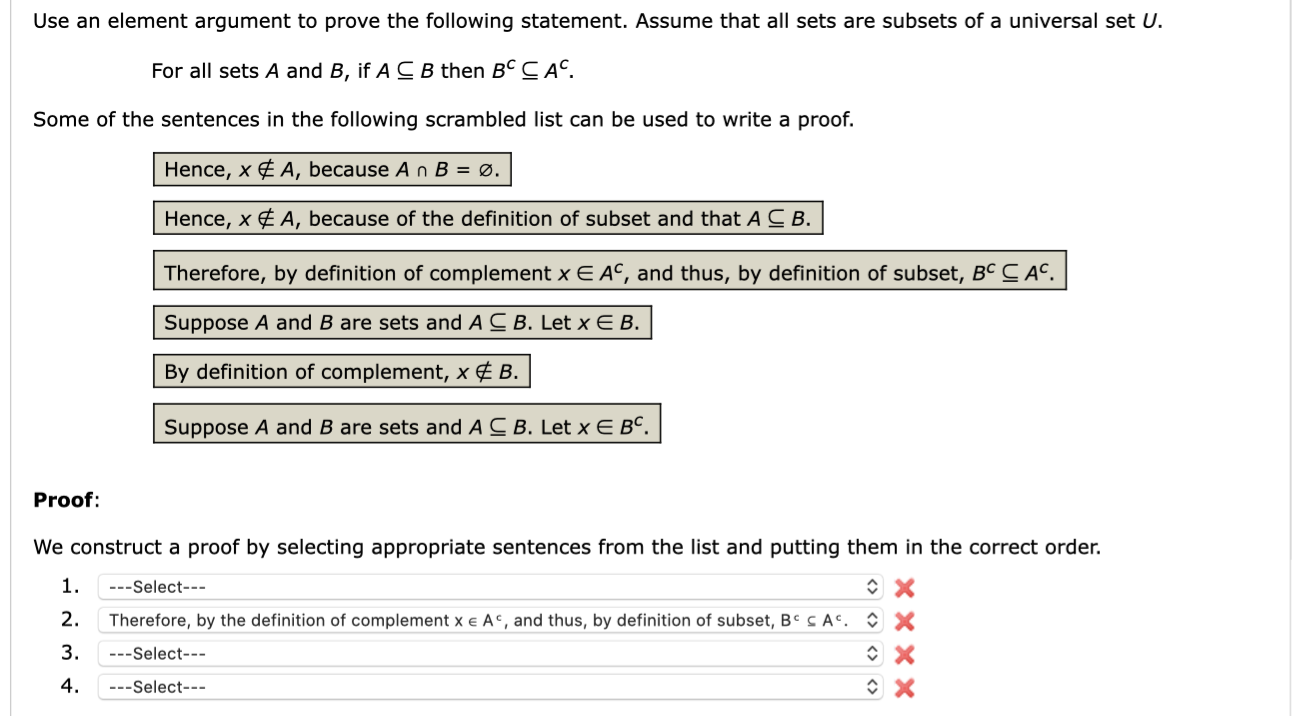 Solved Use An Element Argument To Prove The Following Sta Chegg Com