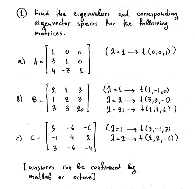 Solved (1) ﻿Find the eigenvalues and | Chegg.com