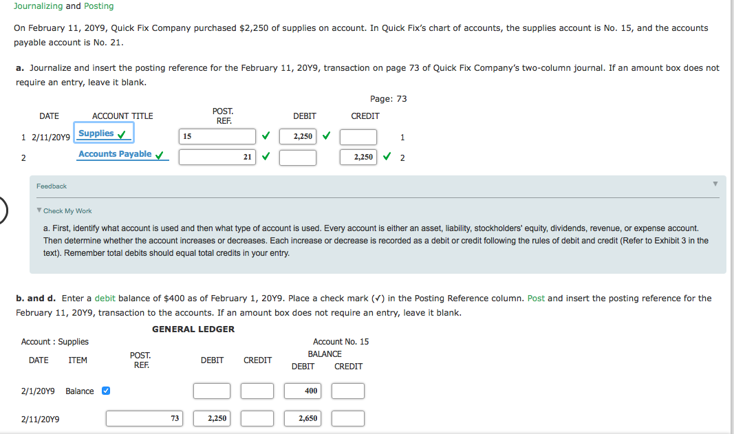 Journalizing and Posting On February 11, 2049, Quick