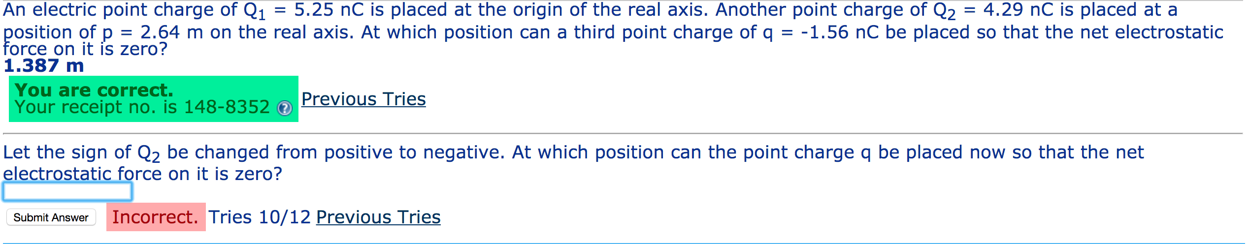 Solved An electric point charge of Q1 4.29 nC is placed at a | Chegg.com
