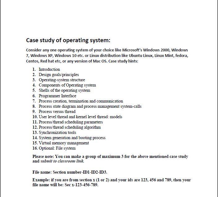 case study of different types of operating system