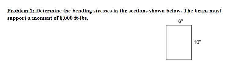 Solved Problem 1: Determine The Bending Stresses In The | Chegg.com