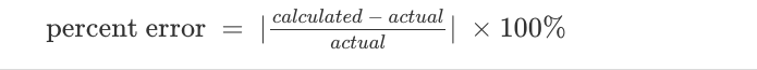 Solved 1.) What Is The Percent Error For:calculated= | Chegg.com