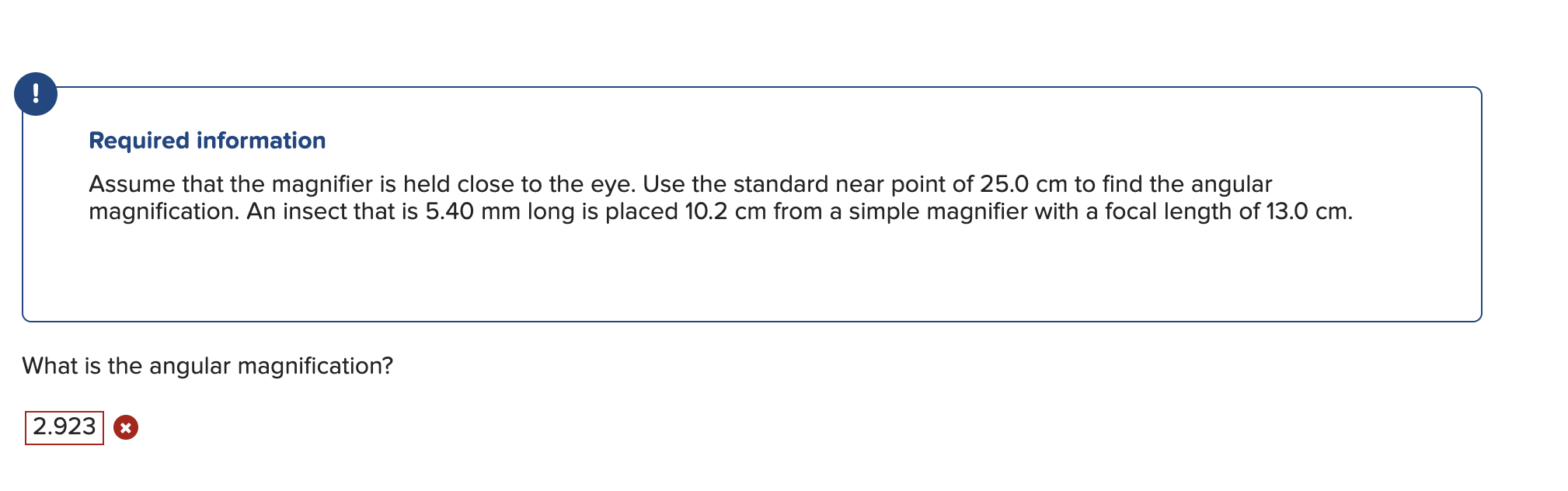 Simple Magnifier Questions Solved Required informationAssume that the magnifier is held | Chegg.com