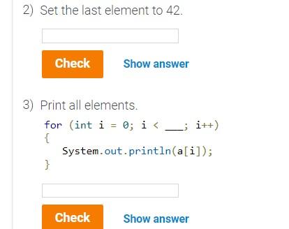 Solved 2) Set the last element to 42 Check Show answer 3) | Chegg.com
