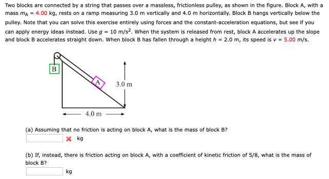 Solved Two Blocks Are Connected By A String That Passes Over | Chegg.com