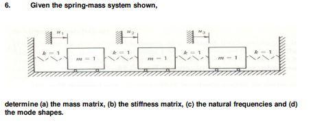 Solved 6. Given the spring- mass system shown, determine (a) | Chegg.com