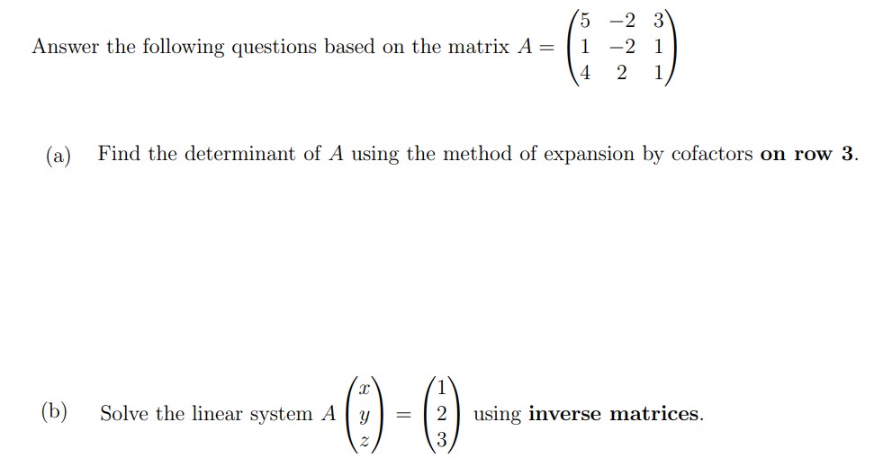 Solved Answer the following questions based on the matrix | Chegg.com